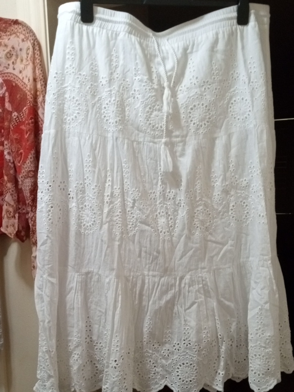 cleo White Eyelet Tiered Maxi Skirt